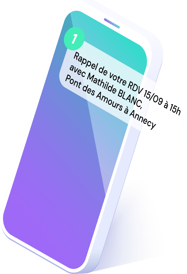 Illustration montrant le contenu du SMS de rappel de RDV personnalisé