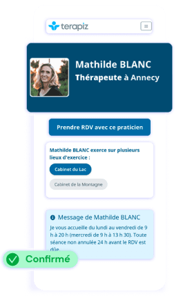 Illustration montrant la confirmation d'un RDV pris en ligne par un patient