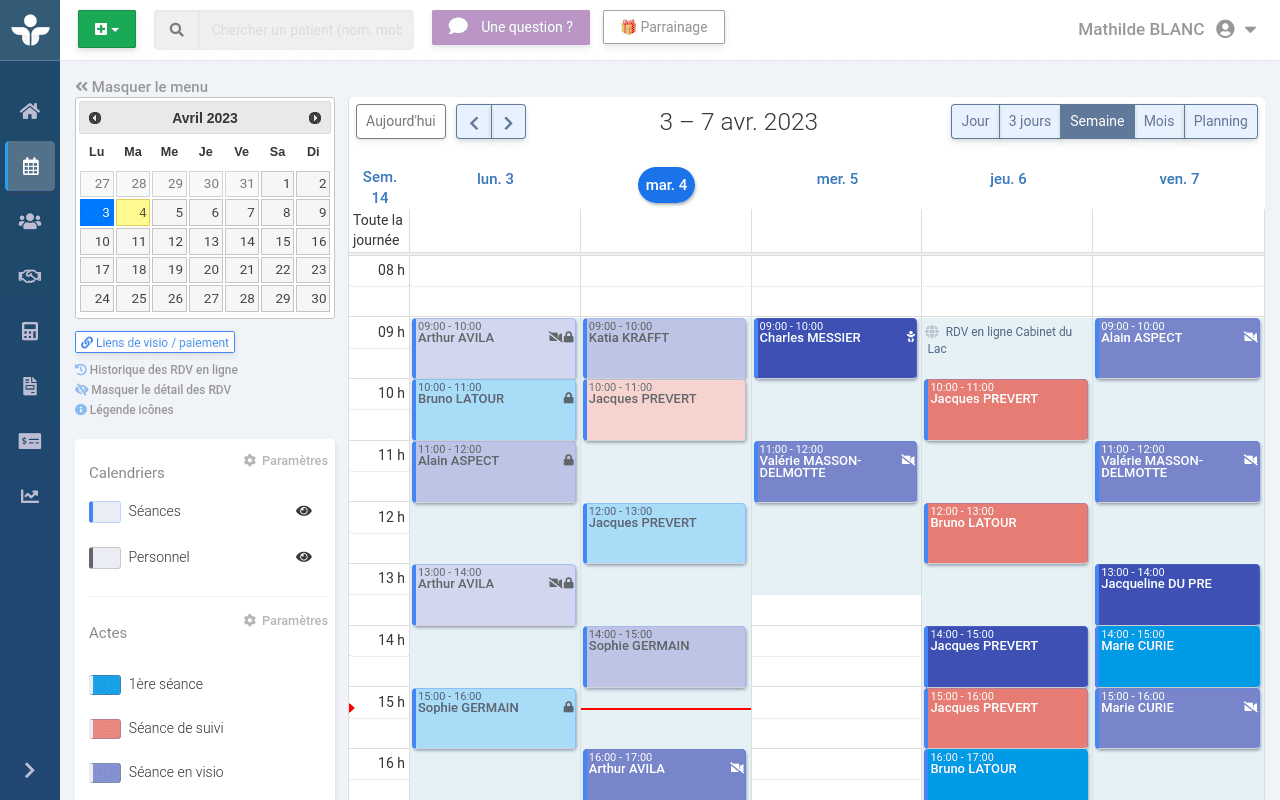 Illustration montrant l'agenda souple et puissant de Terapiz