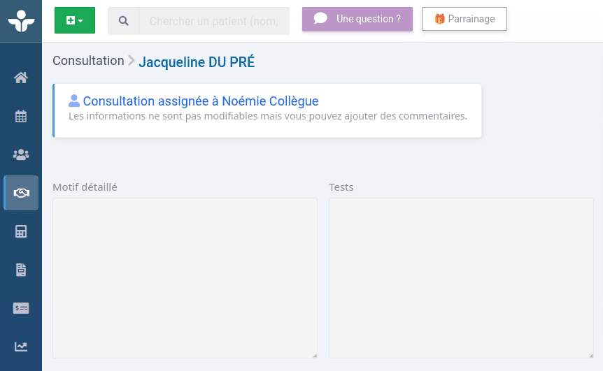Illustration montrant la gestion utilisateurs dans le cadre du suivi de consultation