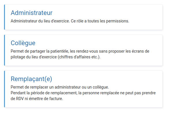 Illustration montrant les différents rôles utilisateurs disponibles