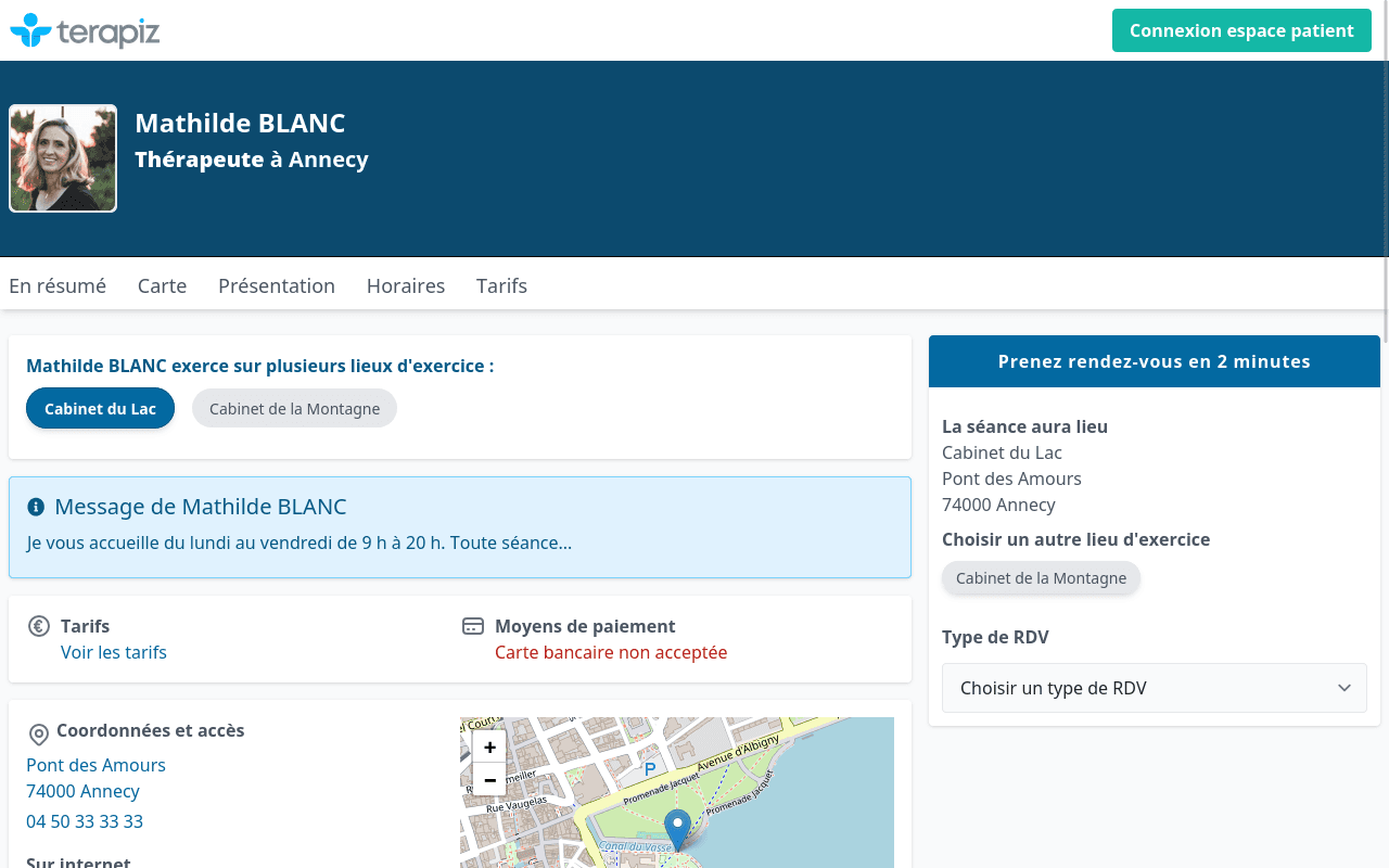 Illustration montrant la page de prise de RDV en ligne, pratique et efficace