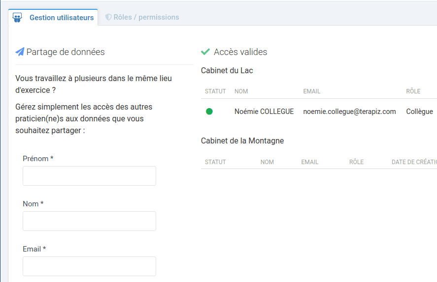 Illustration montrant le partage de l'agenda avec la gestion multi-utilisateurs